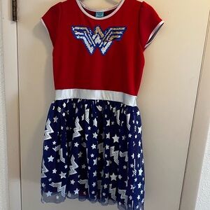 Starry Red and Blue Superhero Dress for Kids